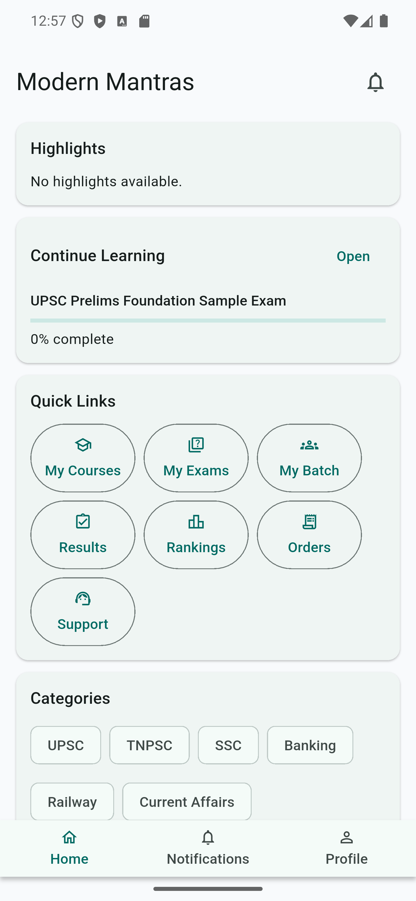 Student learning dashboard